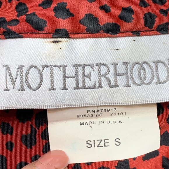 Motherhood Leopard‎ Button Down Blouse Red Black Small Long Sleeve Collared - Picture 3 of 13
